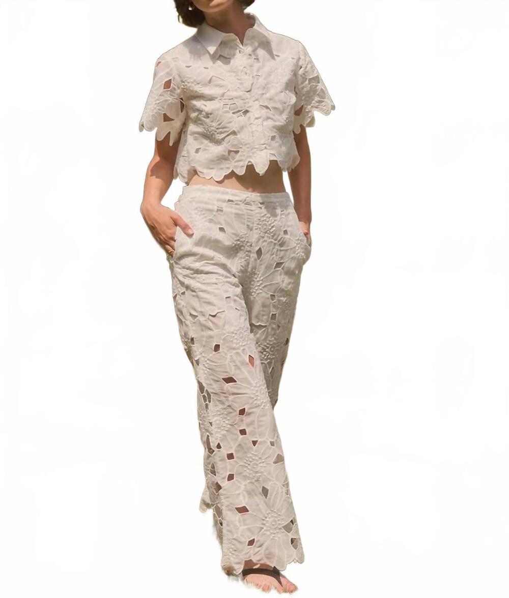 NEW LUCY PARIS eyelet pants in white